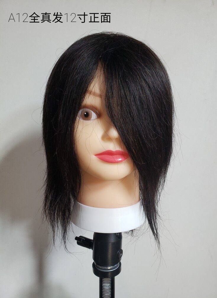 A12 full real hair training head (can be permed and dyed Chinese hair) three-dimensional big ear model head