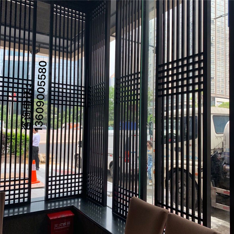 Aluminum alloy lattice Antique grille partition aluminum alloy screen decoration customized screen aluminum alloy imitation wood grain lattice