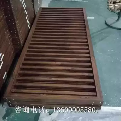 Aluminum alloy horizontal strip screen aluminum alloy wood-like grille Chinese aluminum alloy wood grain grid screen partition material