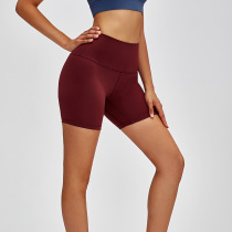 lulu female yoga nude shorts high waist peach lift hip elastic abdomen fitness three-point pants sports quick dry original factory