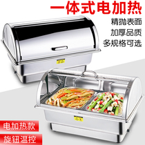 Thickened buffet stove buffet stove stainless steel flip cover stainless steel breakfast insulation stove visible lid insulation pot
