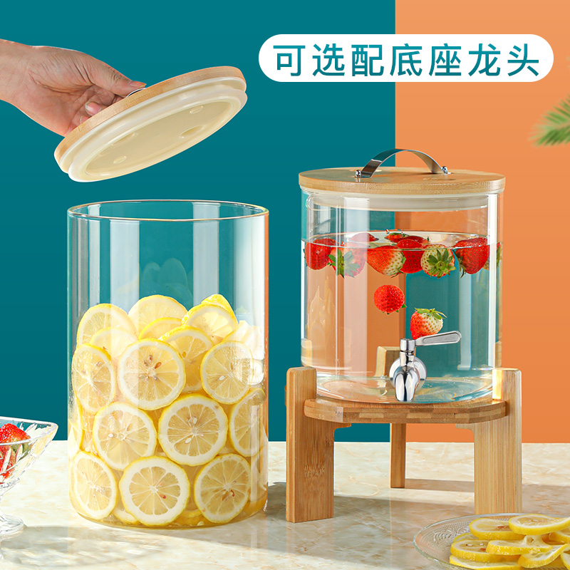 Buffet juice tripod glass model high temperature resistant commercial hot and cold kettle bucket with faucet hotel thickened beverage bucket