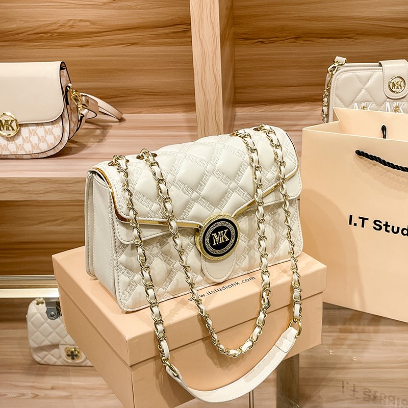 MK leather rhombic chain bag women's high-end sense all-match single shoulder Messenger small square bag 2022 new pet bag