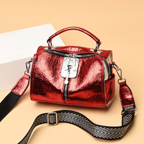 2022 European and American new casual handbag horizontal barrel shaped bag soft leather multipurpose single shoulder bag Coloured inclined cross-bag girl