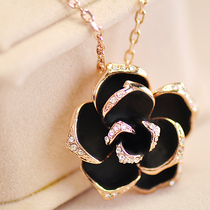 Black rose decorative jewelry pendant pendant pendant female accessories sweater chain high-end fashion necklace wild 2021 New