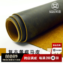 Head skin mad horse skin skin 2 0mm vegetable tanned leather skin dermal vintage yellow diy travel book made