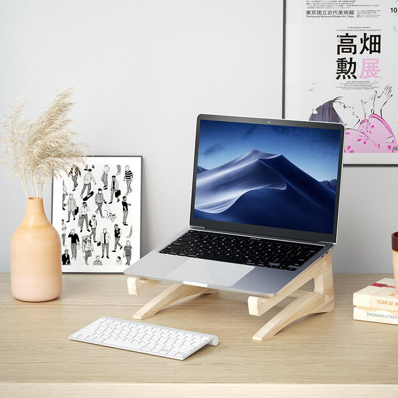 Solid wood laptop heightened vertical standing cooling bracket game suspended desktop storage bracket cervical spine protection