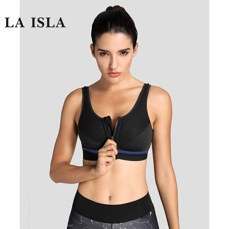 Front zipper sports high-strength underwear Women's shockproof professional styling running large size large chest training vest bra thin