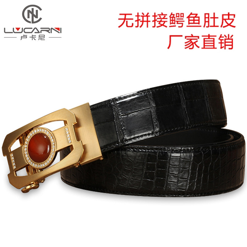 Pure crocodile fur belt with elegant skin belly belly belly belly belly belt belt for men middle-aged business belt