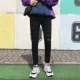 Quần cá tính nam vá lỗ quần jeans nam thủy triều thương hiệu hip-hop chín điểm Quần cũ lỏng quần thẳng - Quần jean quần tây nam