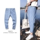 Quần cá tính nam vá lỗ quần jeans nam thủy triều thương hiệu hip-hop chín điểm Quần cũ lỏng quần thẳng - Quần jean quần tây nam