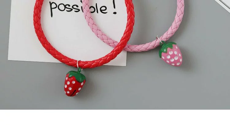Dễ thương Dâu tây Pet Bell Vòng cổ Chó Teddy Bear Cổ áo Mèo Chuông Mặt dây Trang trí Cổ Chó - Cat / Dog hàng ngày Neccessities