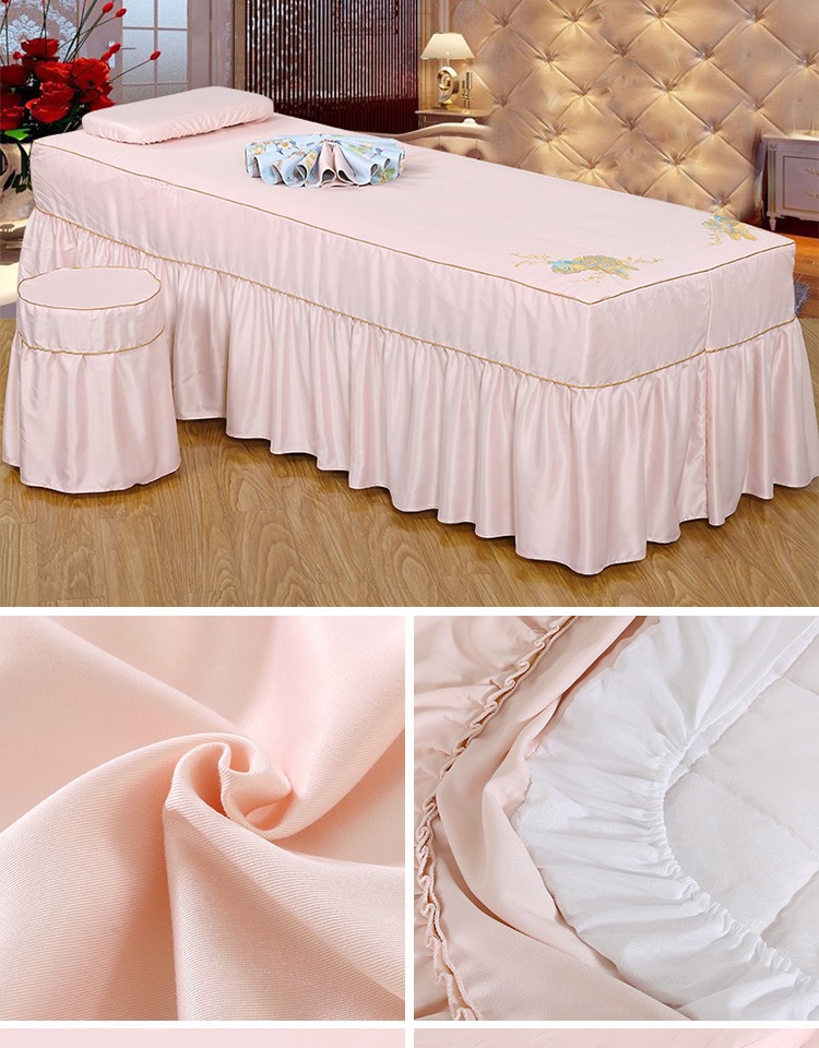 lớp mỹ phẩm Tencel denim bedspread thẩm mỹ viện tùy chỉnh thêu đầu bán kính hình thang massage Body bedspread - Trang bị tấm ra giường spa