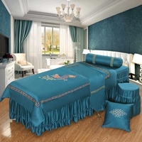 Tencel denim bedspread lớp mỹ phẩm thêu Beauty Body giường khử trùng bộ trải giường thang tùy chỉnh bán kính đầu đầu - Trang bị tấm tìm mua ga phủ giường spa