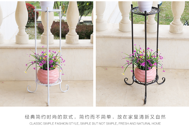Vườn hoa châu Âu giá sắt rèn hoa nhiều tầng màu xanh lá cây Lan Lan Lan ban công phòng khách hoa đứng sàn trong nhà sàn hoa đứng - Kệ kệ gỗ trang trí