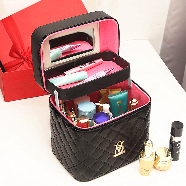 Makeup Bag Large Capacity Small Number Carry-on portable Korean version Double Cosmetics Containing Box Travel Net Red Female Makeup box