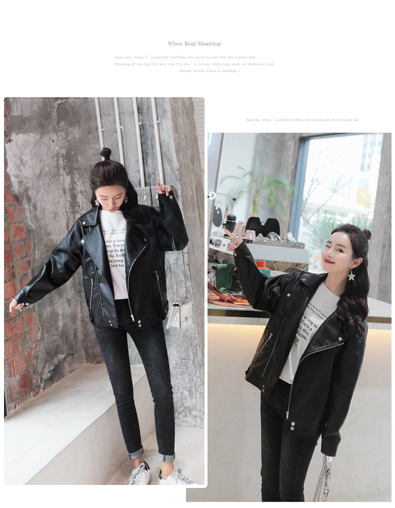 Áo khoác da nữ Ulzzang phiên bản ngắn Hàn Quốc của áo khoác da pu lỏng bf phong cách Harajuku 2018 áo khoác da học sinh mới áo khoác da zara