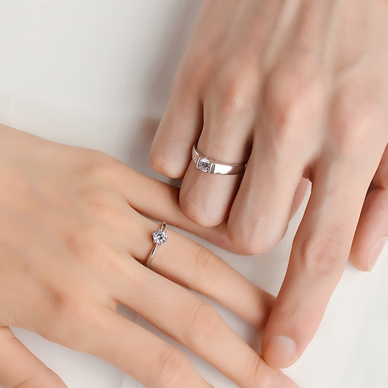 S925 pure silver ring minimalist girl suitor for marriage lovers emulation diamond ring white gold silver ornament living mouth opening