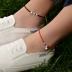 Sterling Silver Bell Red Rope Anklet Phụ nữ dệt kim bằng tay Cặp chân dây Retro Đàn ông vòng chân Hàn Quốc Năm gió Hàn Quốc lắc chân nữ đẹp Vòng chân