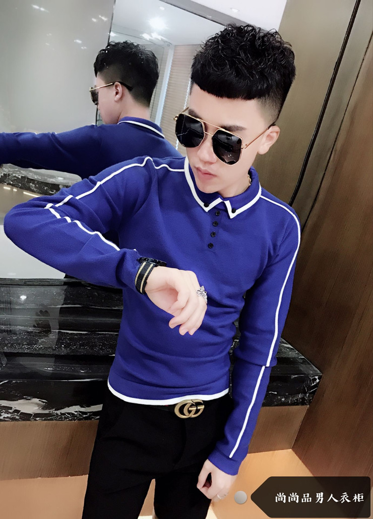 Mùa thu đông 2018 mới áo đỏ đẹp trai cổ áo len nam phiên bản Hàn Quốc của xu hướng áo len nam đáy ao khoac len