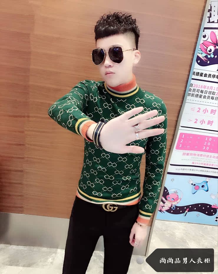 Anh chàng xã hội 2018 mùa đông mới áo len cao cổ nam Hàn Quốc Slim xu hướng áo len đáy áo nam đẹp