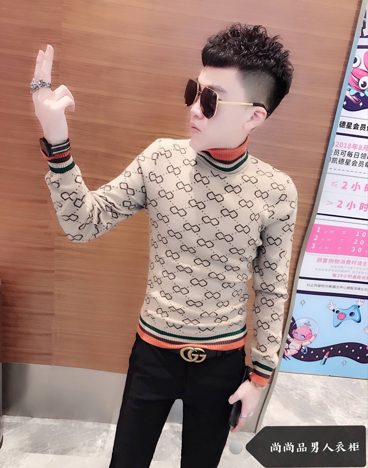 Anh chàng xã hội 2018 mùa đông mới áo len cao cổ nam Hàn Quốc Slim xu hướng áo len đáy áo nam đẹp