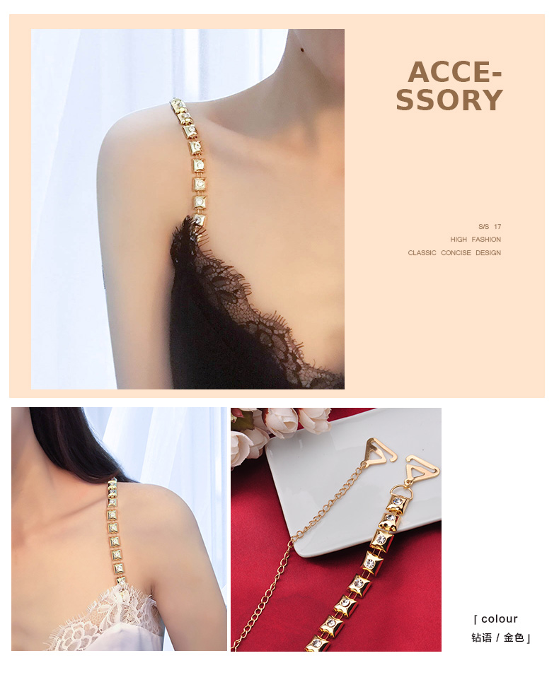 Đồ lót dây đeo vai mở rộng non-slip thu thập sexy quây cổ áo cưới cổ áo vô hình rhinestone dây đeo áo ngực