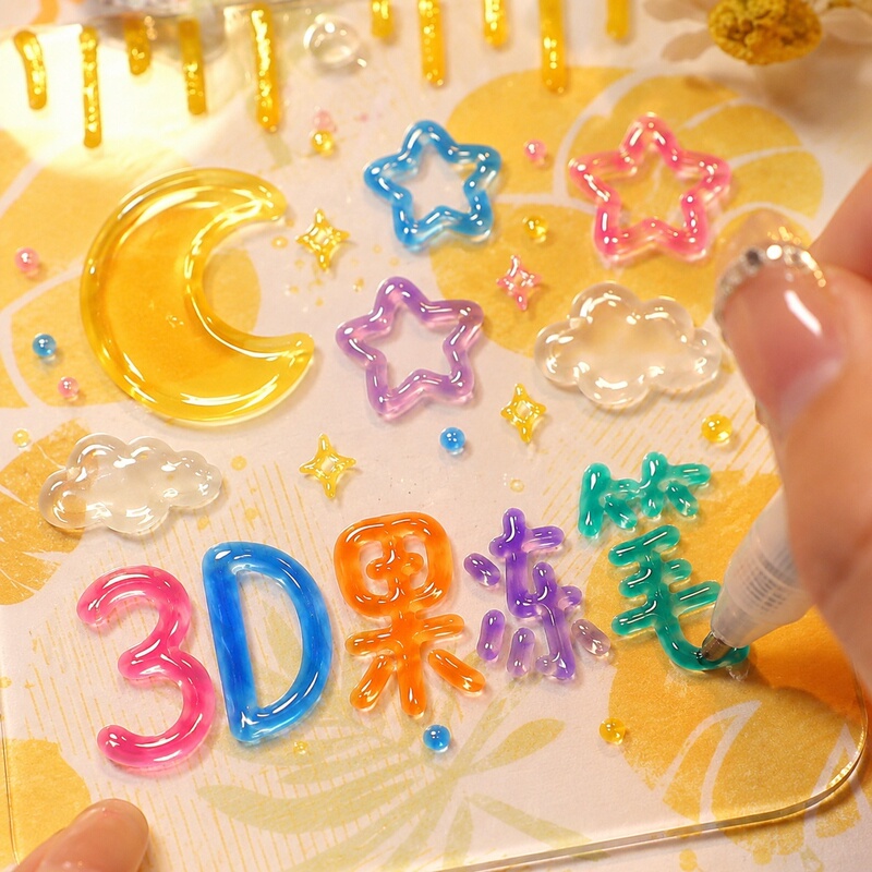 3D Jelly Pens with Color-Changing Glitter for Students, Fluorescent Markers, Special Colored Markers for Guka, Non-Transparent Henna-Style Gel, Popular Large-Capacity Children's Double-Line Outline Pens 3D Jelly Pens with Color-Changing Glitter for Students, Fluorescent Markers, Special Colored Markers for Guka, Non-Transparent Henna-Style Gel, Popular Large-Capacity Children's Double-Line Outline Pens