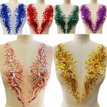 Multi-color Heavy Tack Beads Hand Sewn Drilling Mesh Yarn Bright Sheet Embroidery Lace Red Gold Blue Pink Purple Green Clothing Accessories Pair