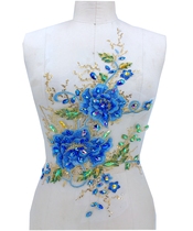 31#蓝红色蕾丝花边烫钻贴花花片补丁45x28厘米立体花配件辅料 its a
