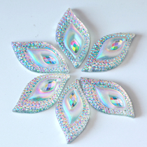 Pink Horse Eye Shaped Resin Hand Slit Crystal AB Color Flat Back 2 Holes Water Drill Ornament Clothing Bag DIY decoration