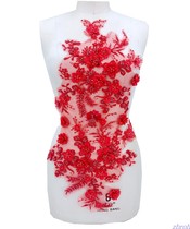 Large Red Lace Lace Hot drill with Flower Three-dimensional Flowers Big Flower Slices Bridal Gown DIY Decorative Accessories Accessories