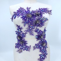 18#红紫蓝色组合蕾丝贴花 Scalding Large Lace Clothing Accessories Accessories Solid Lace Flowers pieces