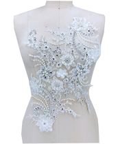 Heavy Engineering Nail Pearl White Solid Flowers Flakes Water Drill Bright Sheet Lace Stick Flower Wedding Dress DIY Decorative Lace