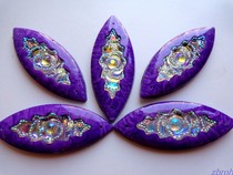 50x20mm horse eye shaped resin hand slit crystal purple flat back 2 holes water drill ornament clothing bag DIY decoration