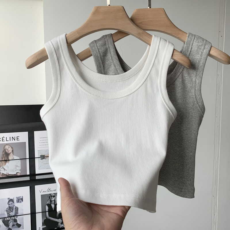 Pure Cotton Camisole for Women, Summer Suit Inner Layer, Sleeveless Tank Top for Outer Wear, ins Trendy Crop Top for Hot Girls