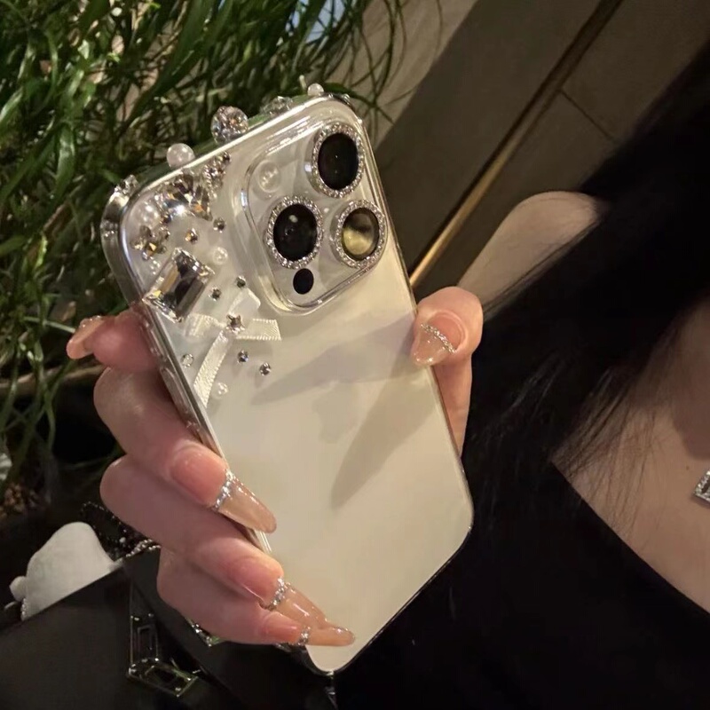 2026 New Model Phone Case Suitable for Apple 16 Pro Max, iPhone 15 Transparent Rhinestone High-End Niche Design, 17 Pro with Sparkling Rhinestones, Luxurious Feel, 13 High-End Internet Celebrity Popular Model, Full Coverage for Women
