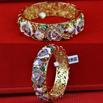 Beijing Cloisonne bracelet double openwork enamel color wide opening bracelet Forbidden City Summer Palace attractions Mom gifts
