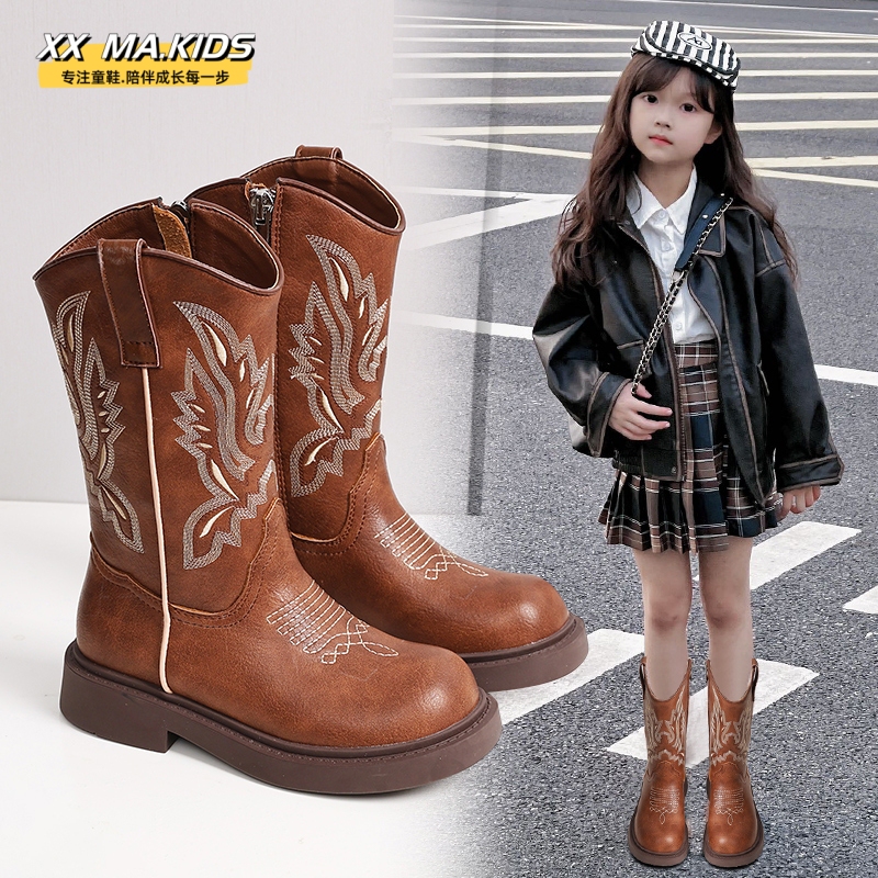 Western Cowboy Boots for Girls 2026 Summer New Genuine Leather Retro Children's Martin Boots for Western Style and Prairie Wear Western Cowboy Boots for Girls 2026 Summer New Genuine Leather Retro Children's Martin Boots for Western Style and Prairie Wear