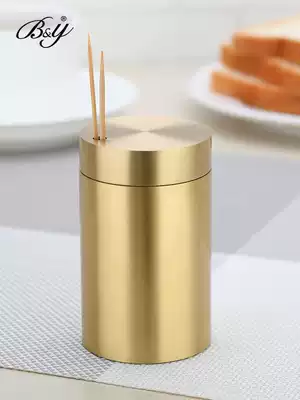 Pure copper toothpick barrel home creative portable toothpick barrel thick drop resistant simple European trend personality toothpick can