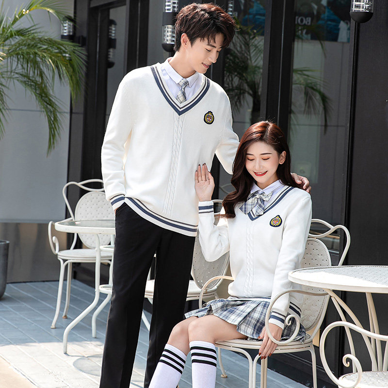New Japanese high school uniforms junior high school students class uniforms autumn and winter suits jk uniform skirt sweater British college style