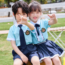 Kindergarten Summer Clothing Garden Clothes Elementary Students School Uniforms Children Yinglun Wind Graduation Photo Class Clothes Summer Pure Cotton Short Sleeve Suit