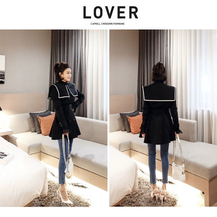 Áo khoác lửng nữ mùa thu 2019 nữ mới nữ Xiaoxiangfeng Eo eo trench dress - Trench Coat