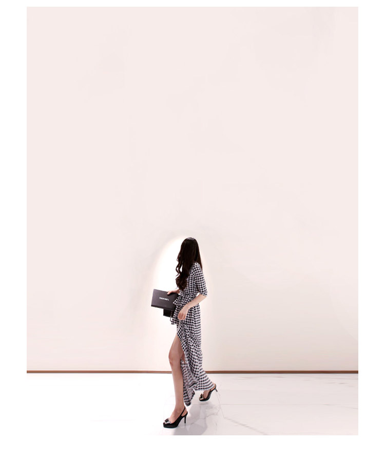 Thời trang nữ bầu không khí khí chất váy 2019 phụ nữ mới cơ thể giảm béo houndstooth váy nữ mùa hè - Váy eo cao váy body
