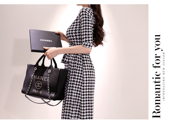 Thời trang nữ bầu không khí khí chất váy 2019 phụ nữ mới cơ thể giảm béo houndstooth váy nữ mùa hè - Váy eo cao váy body