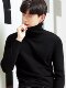 Turtleneck sweater men's velvet autumn and winter new men's half-knitted bottoming sweater solid color warm top