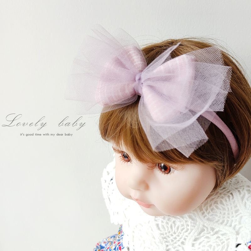 Korean version of baby headdress headband yellow tulle bow cute princess super cute baby one year old baby girl - Taobao