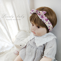 Cotton floral baby hair band Sweet bow cute princess headdress female baby fontanelle hair decoration tide purple Green