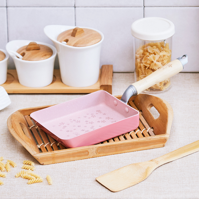 Day-style jade burning pan without pan frying pan medical stone egg roll thick egg burning square pot gas stove induction stove