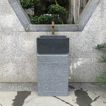  Stone washbasin Integrated courtyard stone column basin Outdoor floor-to-ceiling bathroom washbasin Garden pool